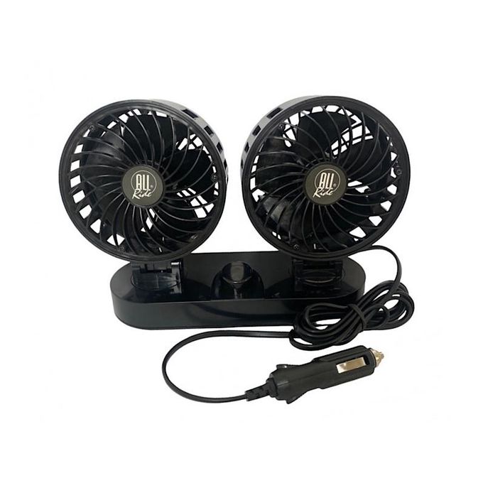 12V Electric Car Fan 360 Degree Rotatable 2 Speed Dual Head Auto Cooling — view 2