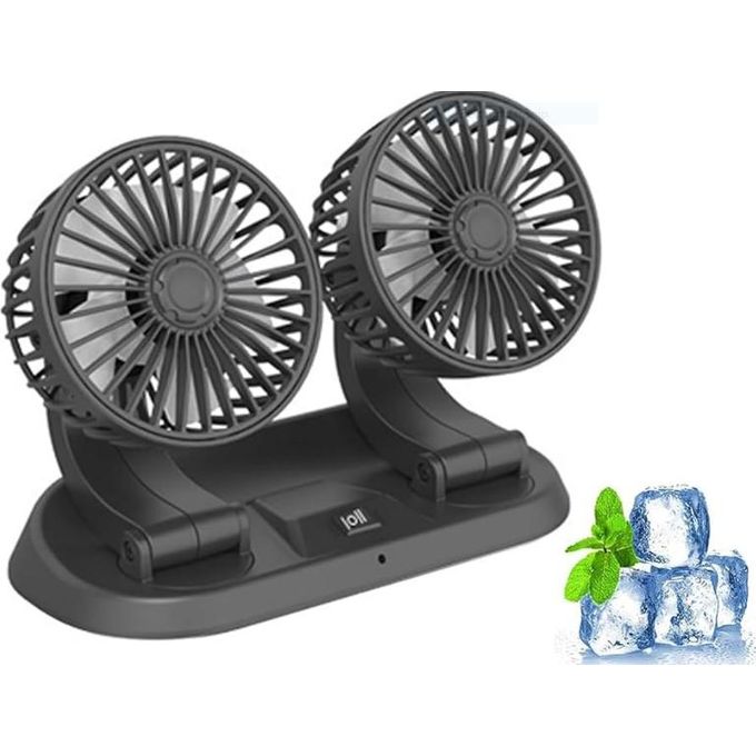 12V Electric Car Fan 360 Degree Rotatable 2 Speed Dual Head Auto Cooling — view 4