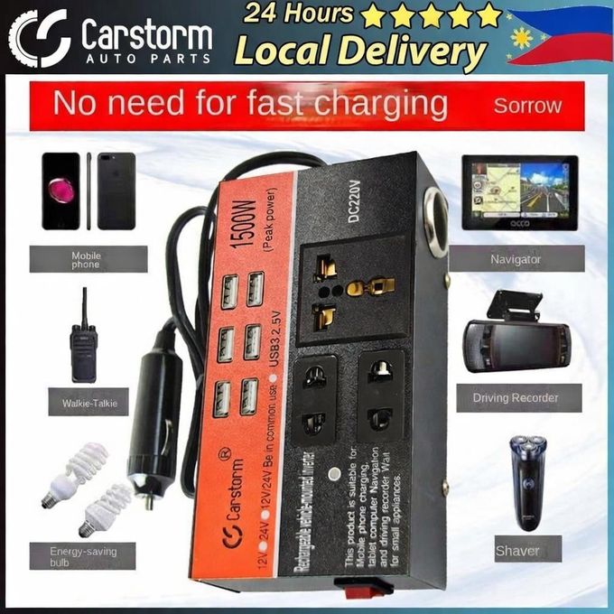 1500W Car Power 12V 24V To 220V Laptop Mobile Phone USB Charging Socket Auto Charger Converter Adapter