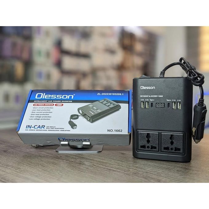 1662 Car Inverter Plus a Free 65W 4 in 1 charging Cable For gadgets including Laptop — view 2