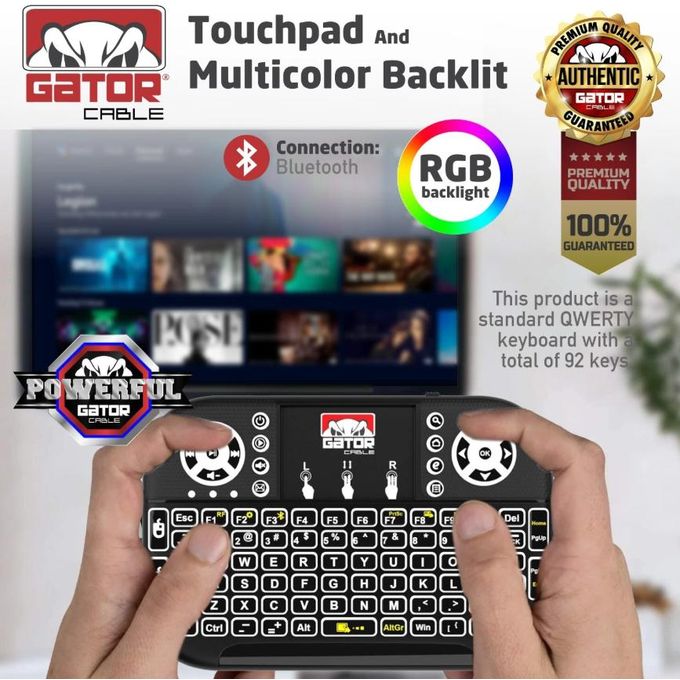 Wireless TV/ANDROID Bluetooth keyboard remote with RBG Multicolor backlight and inbuilt mouse touchpad — view 3
