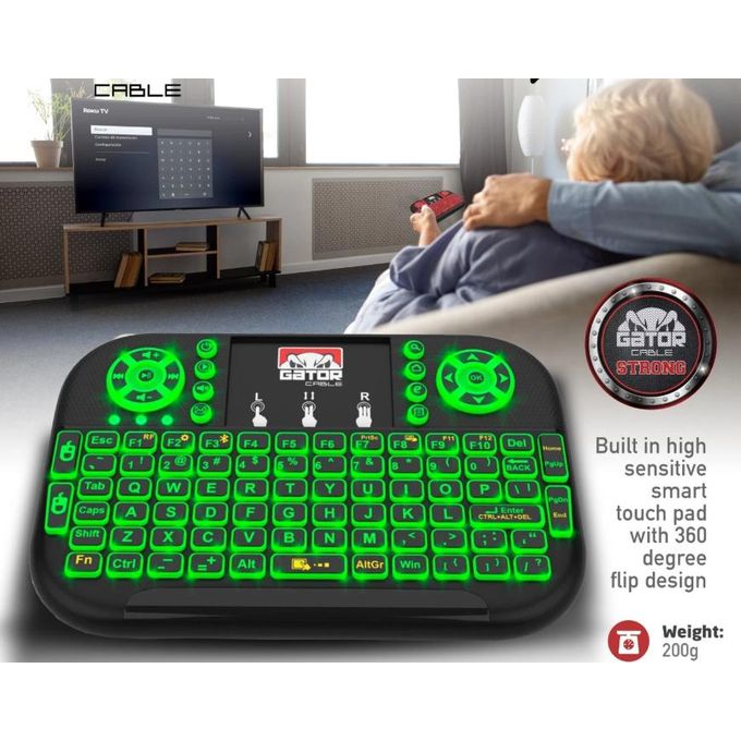 Wireless TV/ANDROID Bluetooth keyboard remote with RBG Multicolor backlight and inbuilt mouse touchpad — view 4